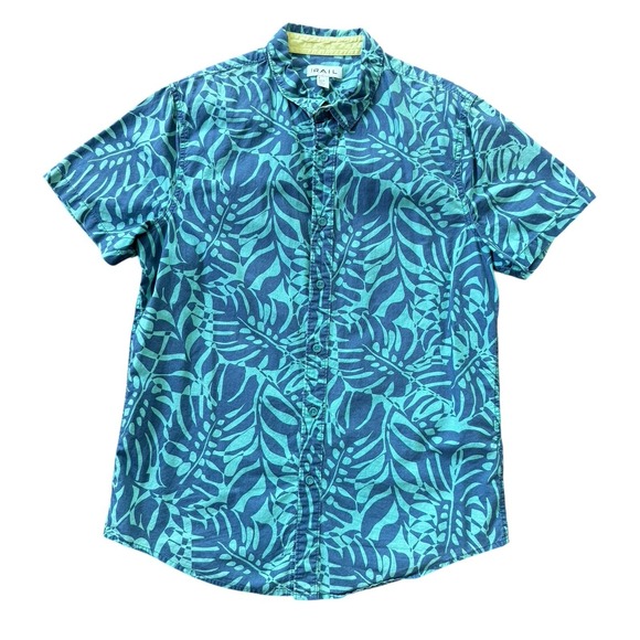 The Rail Large Tropical Blue Short Sleeve Men's Button Up Shirt - Picture 1 of 4